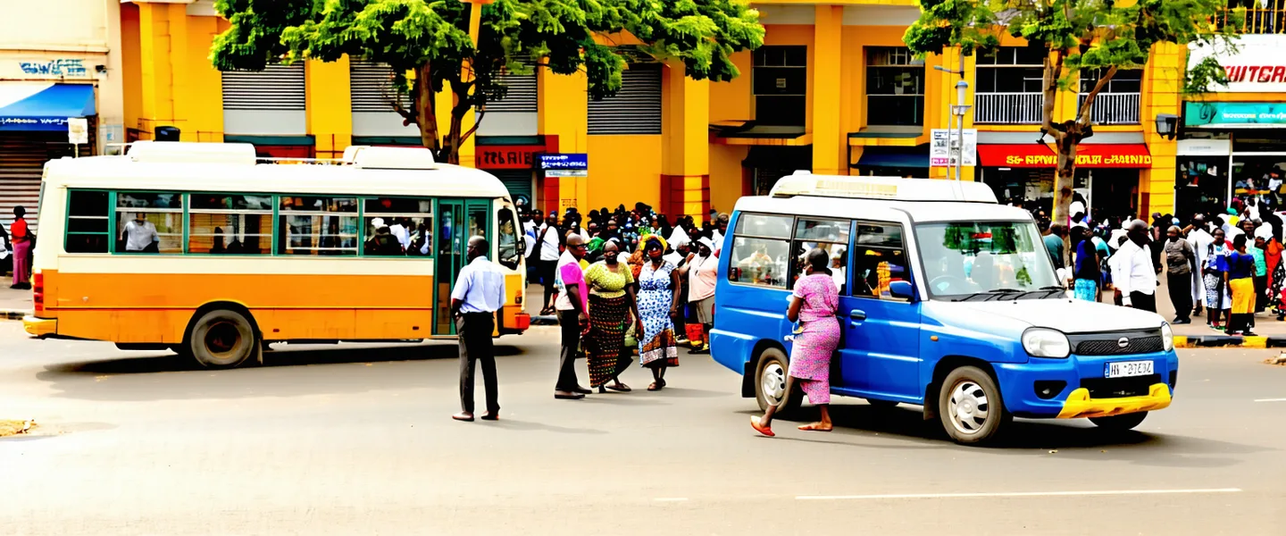 Busy street scene in Nairobi with people going about their daily lives